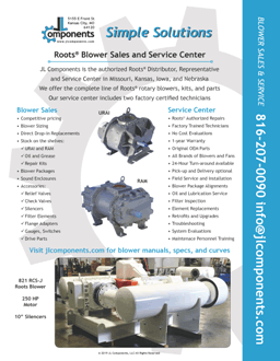JL Components Blower Sales and Service Brochure